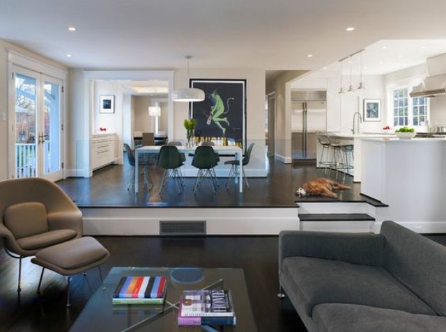 Dining Area Elevated Above Living Space