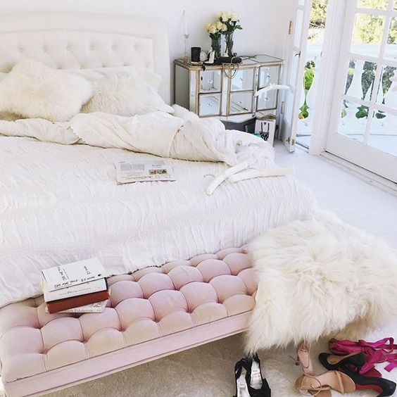 Tufted Pink Bench For A Soft Seating Spot