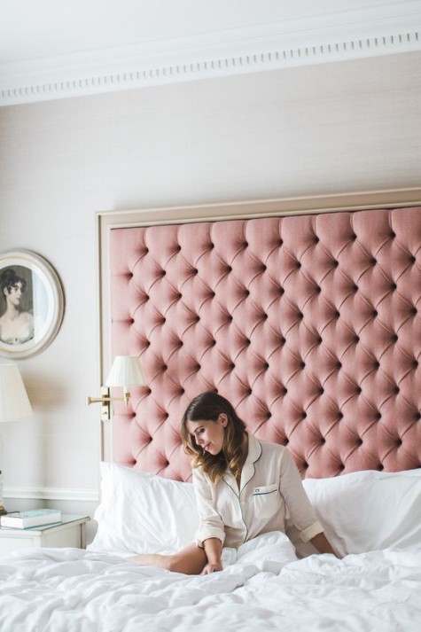 Deep Pink Velvet Headboard for Soft Glamour