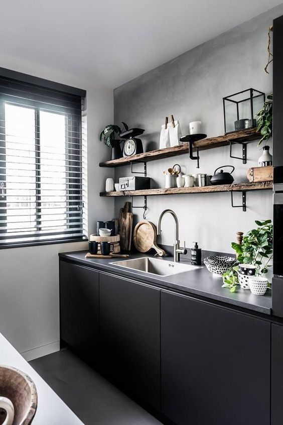 Warm Up Your Kitchen with Rustic Wood Shelves