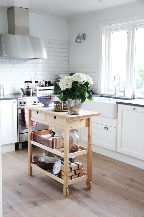 Keep Essentials Accessible on a Wooden Cart