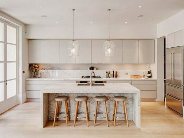 Marble Island Base With Integrated Stool Seating