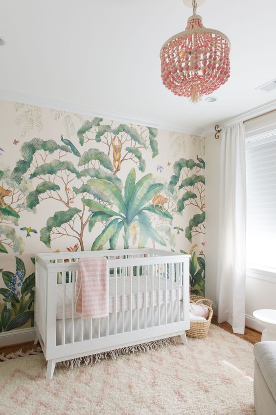 Beaded Chandelier Adds Playful Texture Above the Crib