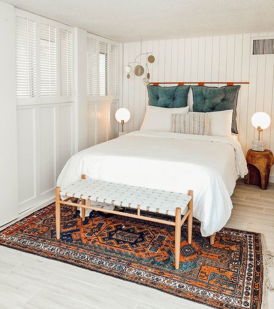 Tufted Teal Headboard Adds a Jewel-Tone Pop