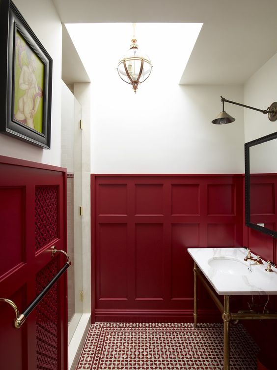 Deep Red Paneled Walls Make a Bold Statement