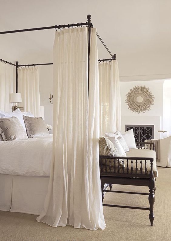 Soften Your Canopy Bed Frame with Sheer Drapes