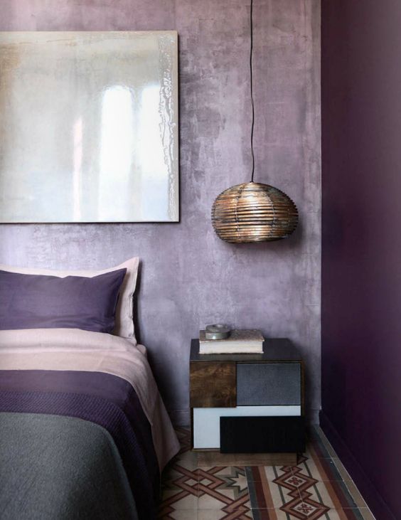 Textured Purple Walls Add Depth to Your Bedroom