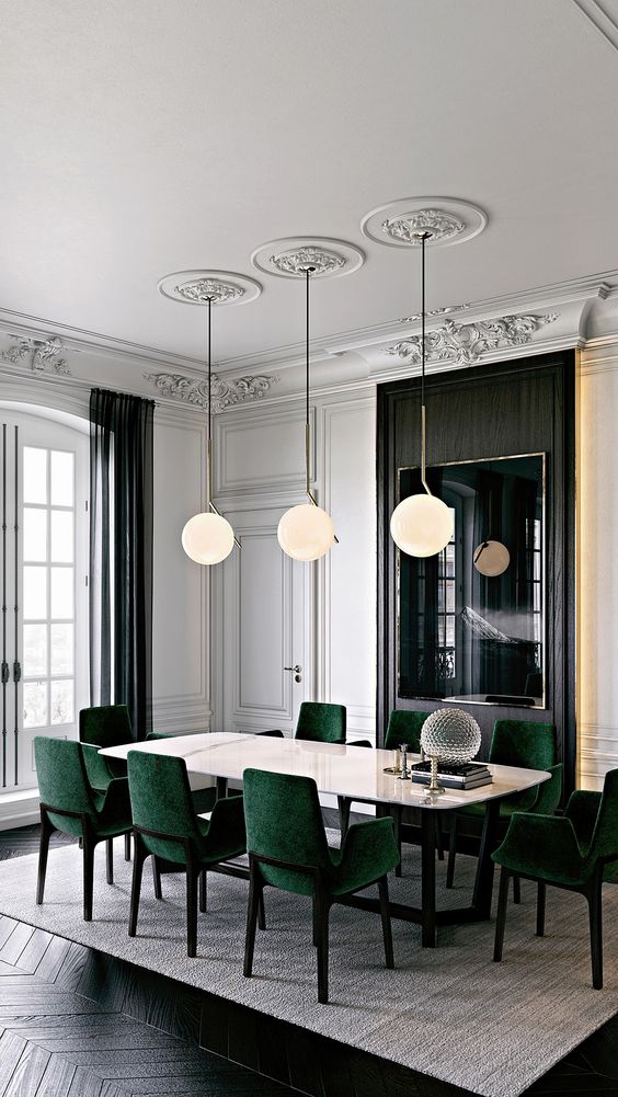 Orb Pendant Lights with Brass Accents Soften the Glow