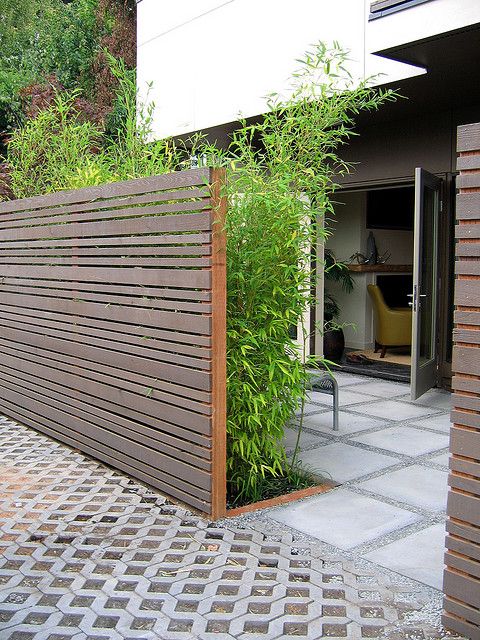 Layer Bamboo Behind Wood Slats for Natural Privacy