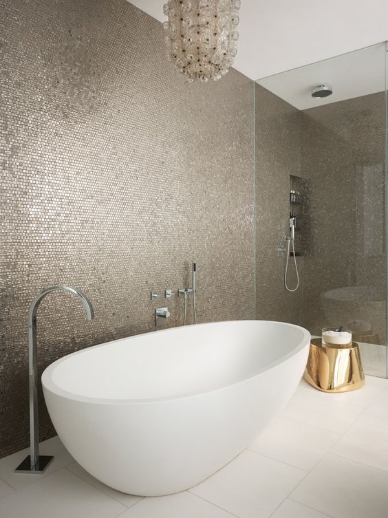 Penny Tile Walls That Add Metallic Shine and Texture
