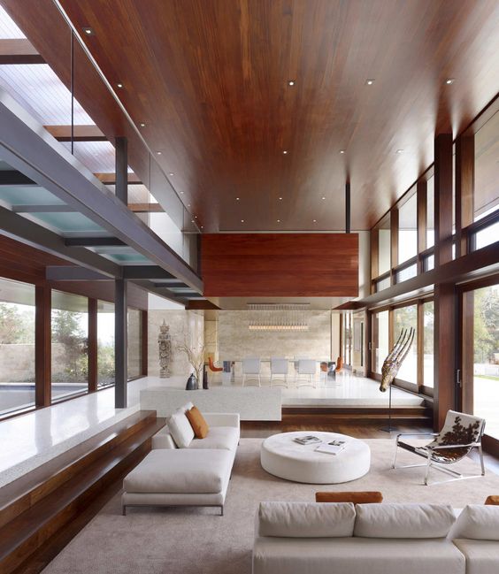 Wooden Ceiling Panels Add Warmth and Architectural Detail