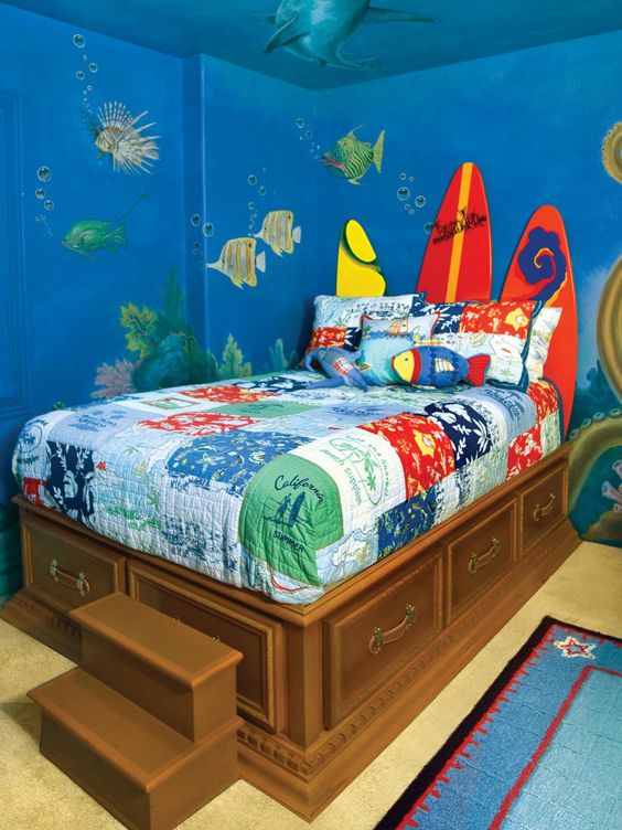 Surfboard Headboard for a Beachy Vibe