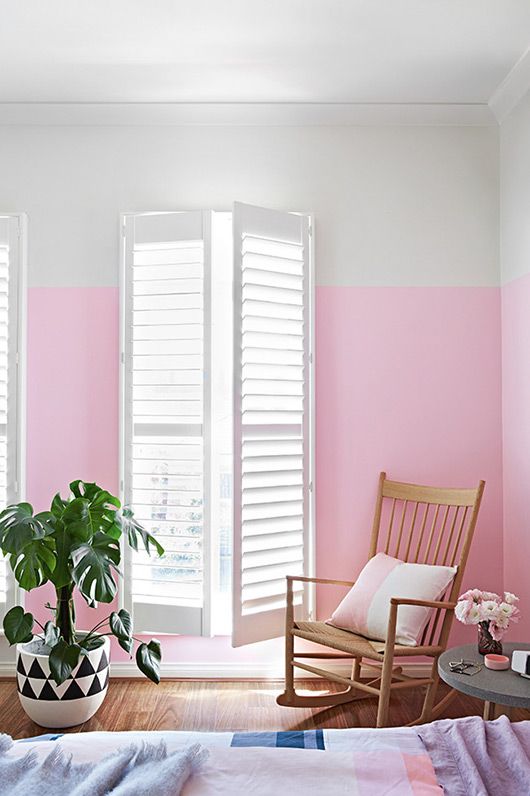 Two-Tone Pink Walls Create a Soft Color Block