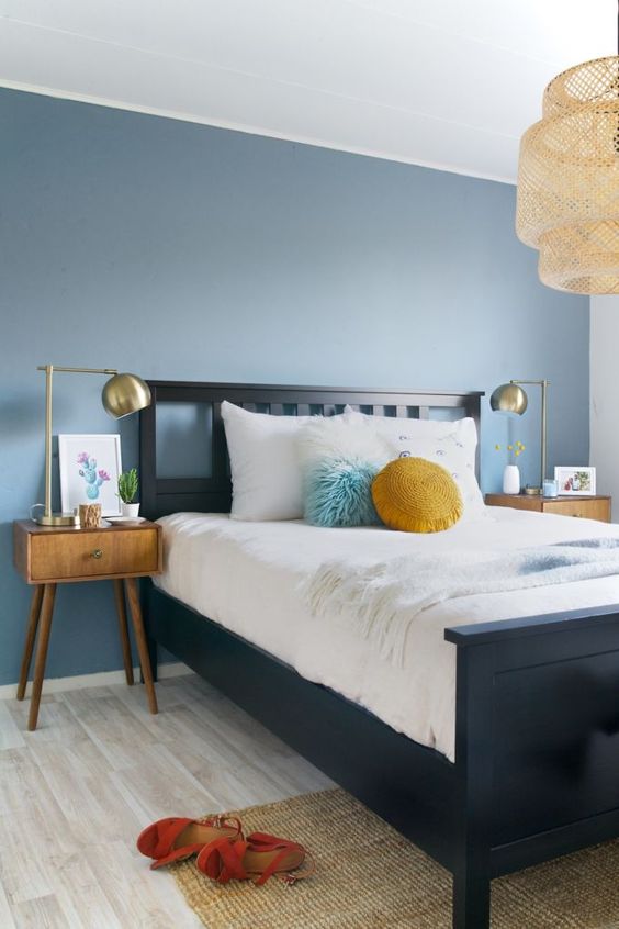 Mid-Century Nightstand Adds Warm Wood Tones Beside the Bed