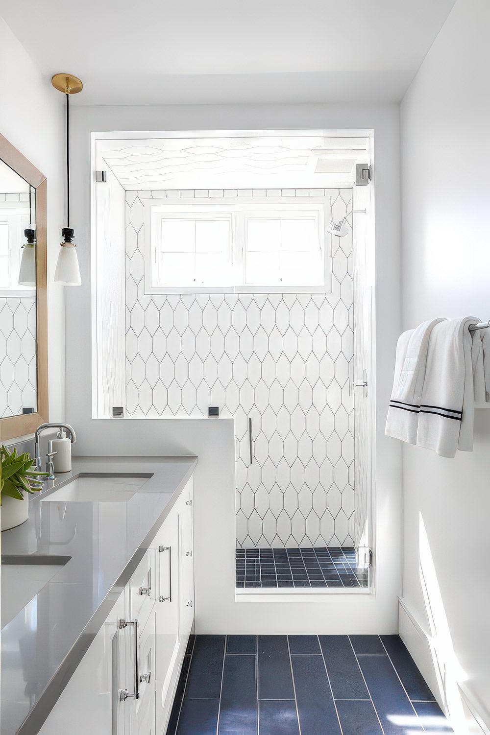 Geometric Shower Tile Creates a Striking Focal Point