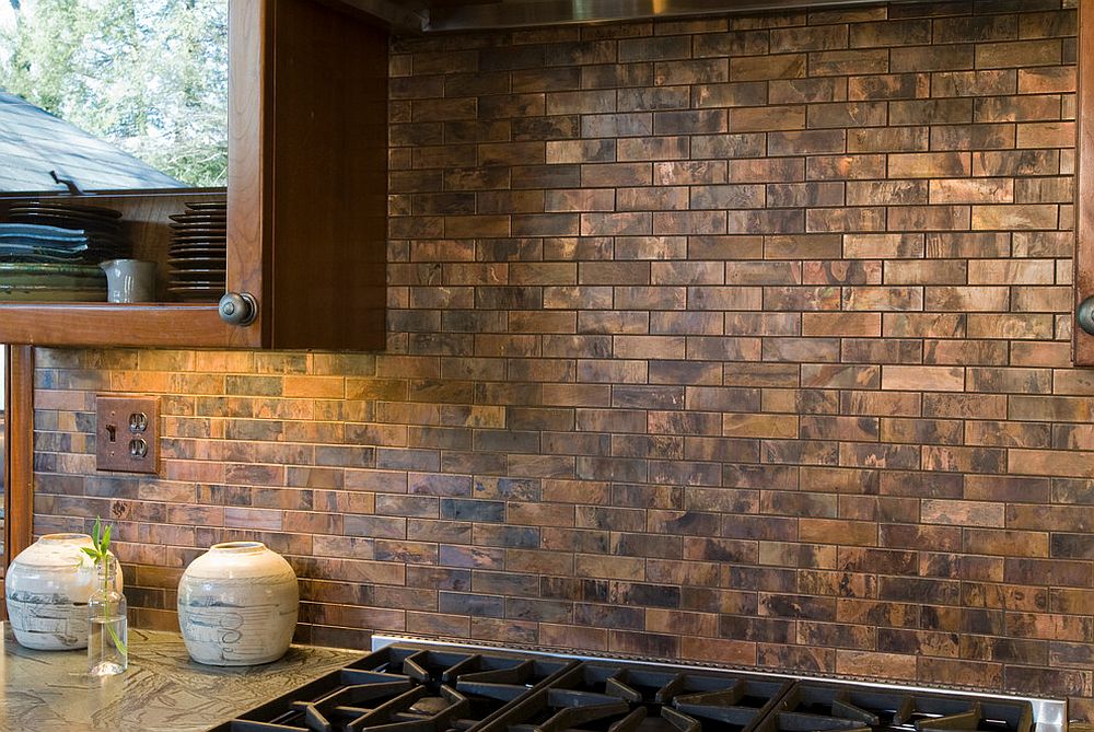 Copper Subway Tile Backsplash Adds Rich Dimension
