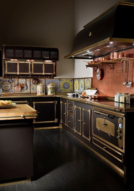 Break Up Dark Cabinetry with an Ornate Tile Backsplash