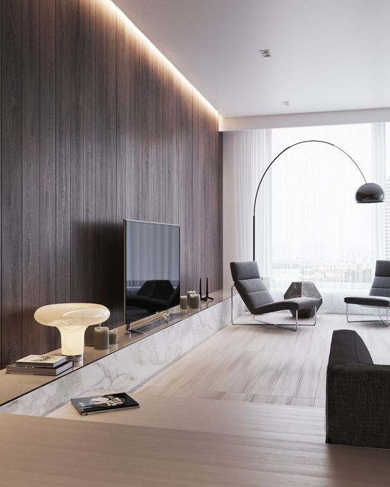 Recessed Marble Ledge With Integrated Lighting