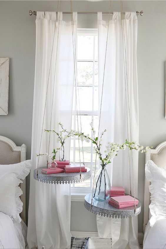 Galvanized Round Shelves Hung by Rope for a Light Touch