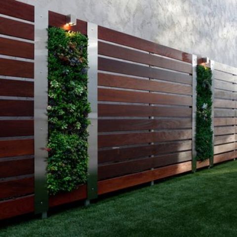 Integrate Living Green Walls Between Wood Slats