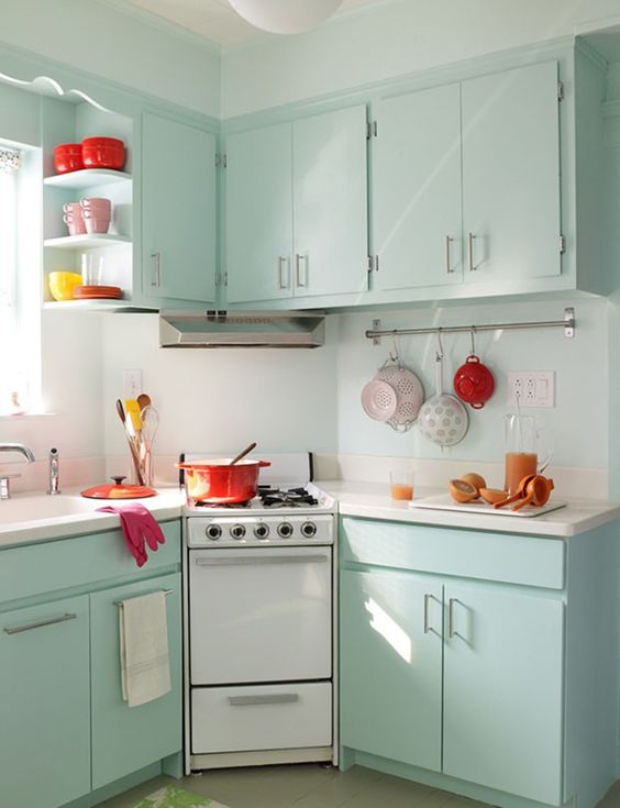 Open Shelving With Colorful Dishware Adds Personality