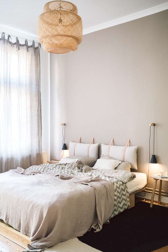Pillow Headboard with Leather Straps Adds Softness