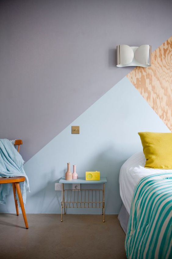 Geometric Wall Paint Creates Distinct Zones