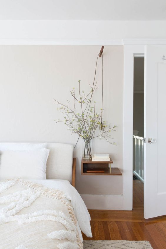 Floating Walnut Shelf With Integrated Downward Light