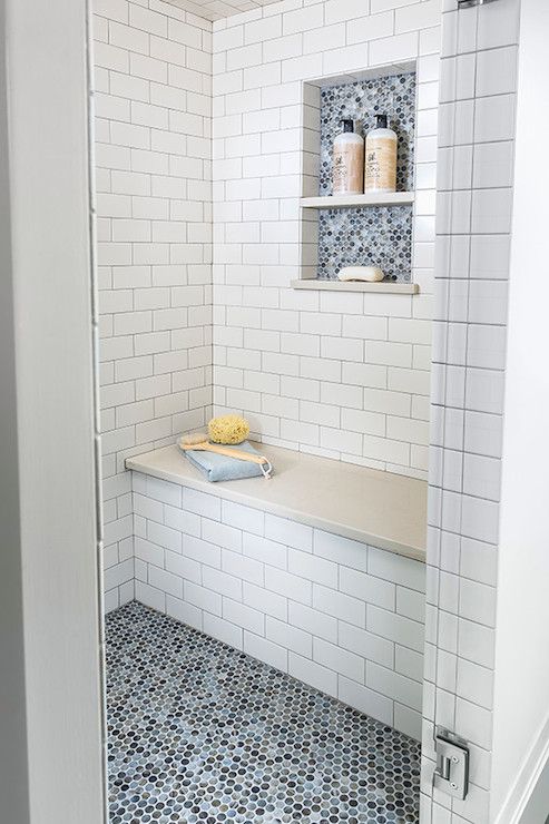 Built-In Shower Bench with Dual Tiled Niches