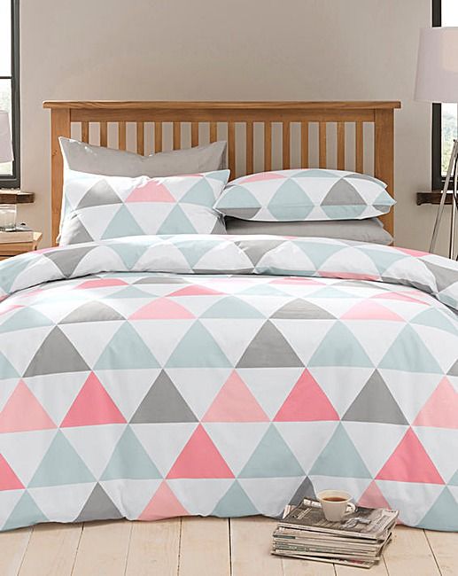 Soft Pink, Gray, and Teal Triangles