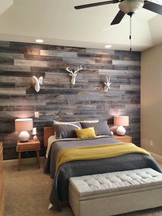White Animal Head Mounts Contrast Wood Walls