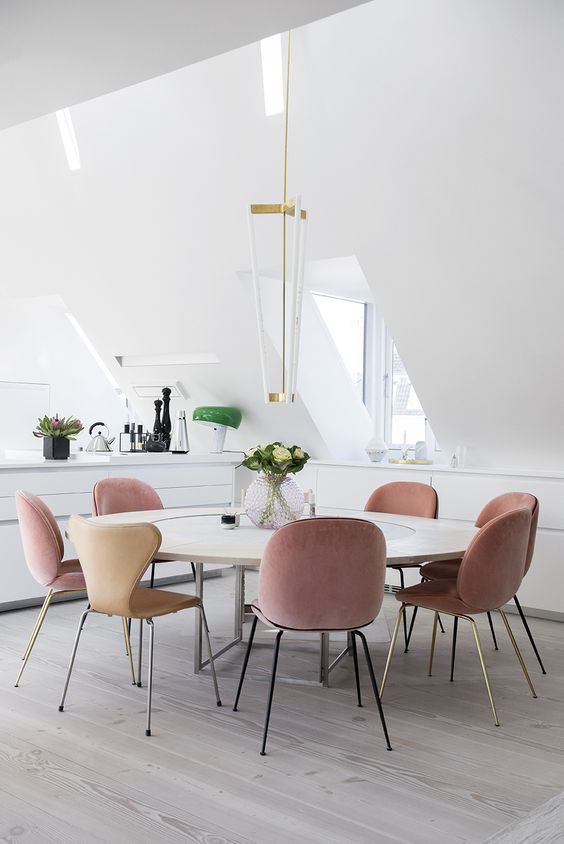 Velvet Dining Chairs Add Soft Texture and Color