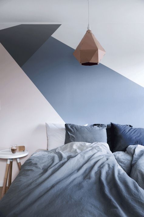 Angular Paint Blocks Create a Modern Geometric Headboard