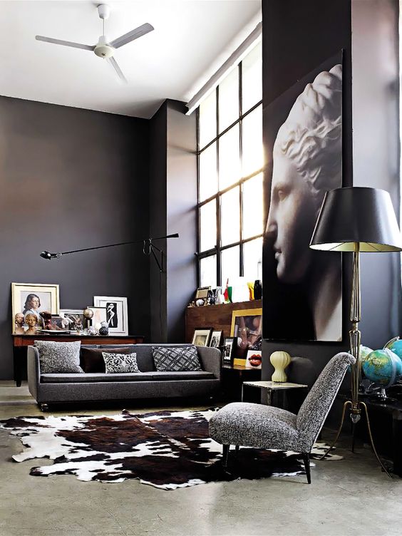 Oversized Artwork That Adds Dramatic Scale to a Dark Wall