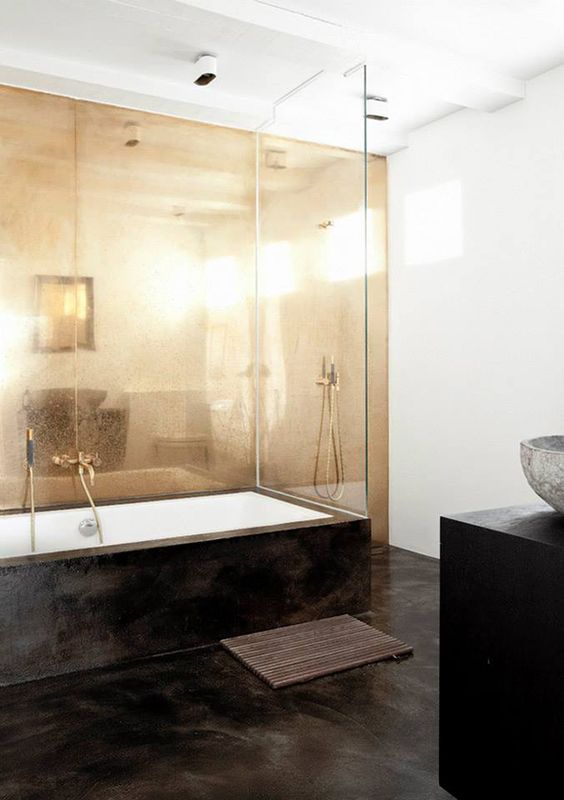 Introduce Warmth with Textured Gold Mirror Walls