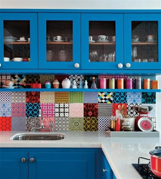 Patchwork Tile Backsplash Adds a Bold, Eclectic Statement