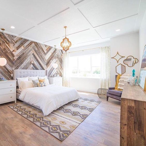 Chevron Wood Wall with Layered Plank Texture