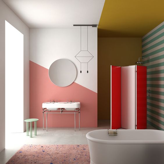 Geometric Wall Paint Creates a Diagonal Color Block