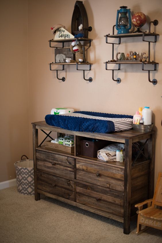 Rustic Dresser with Built-In Changing Station