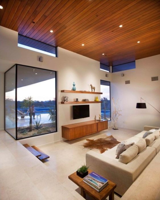 Floating Wood Cabinetry For Media Consoles