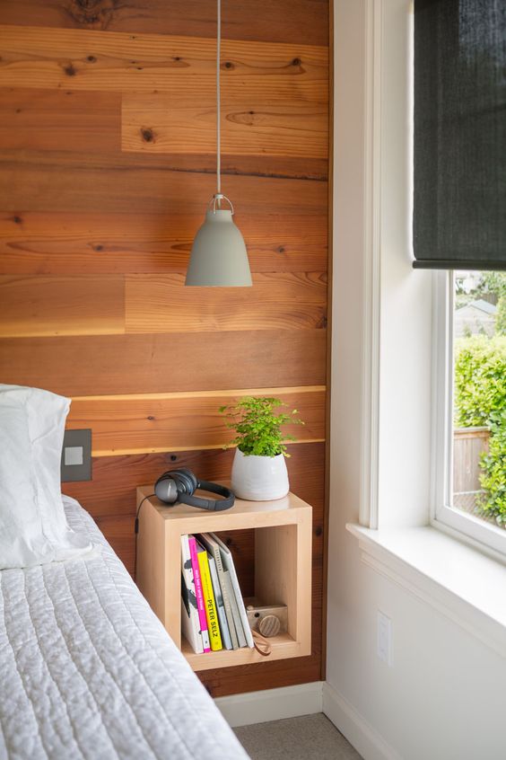 Light Wood Cube Nightstand For Bedside Essentials
