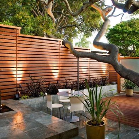 Uplight Your Wood Slat Fence for Dramatic Ambiance