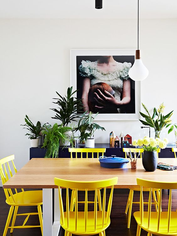 Grouped Potted Plants Add Lush Texture to a Buffet
