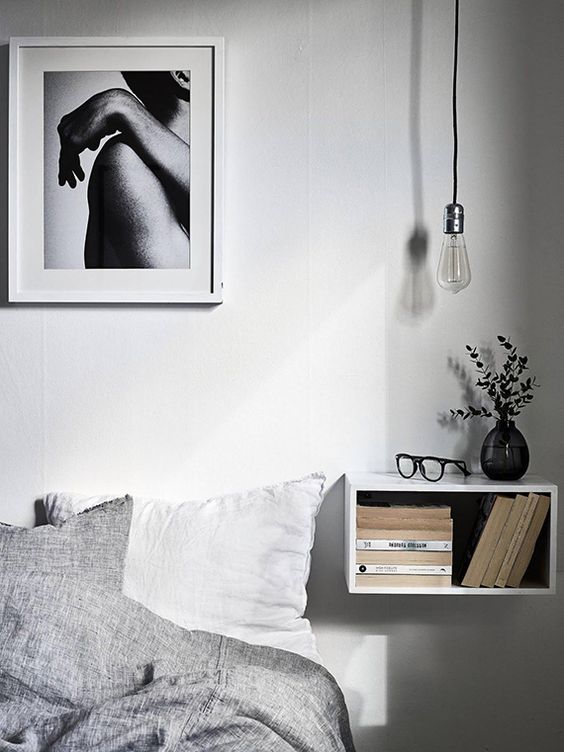 White Cube Shelf For Bedside Essentials and Reading