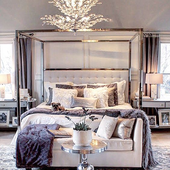 White Bench That Grounds Your Canopy Bed