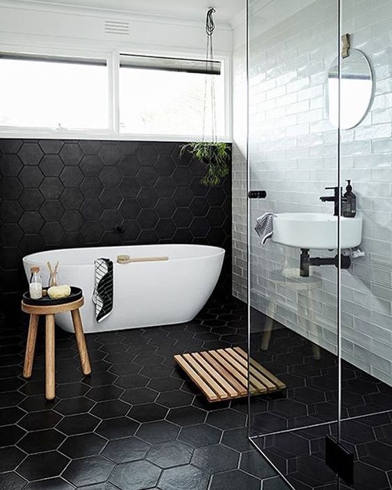 Black Hex Tiles Create a Bold Foundation