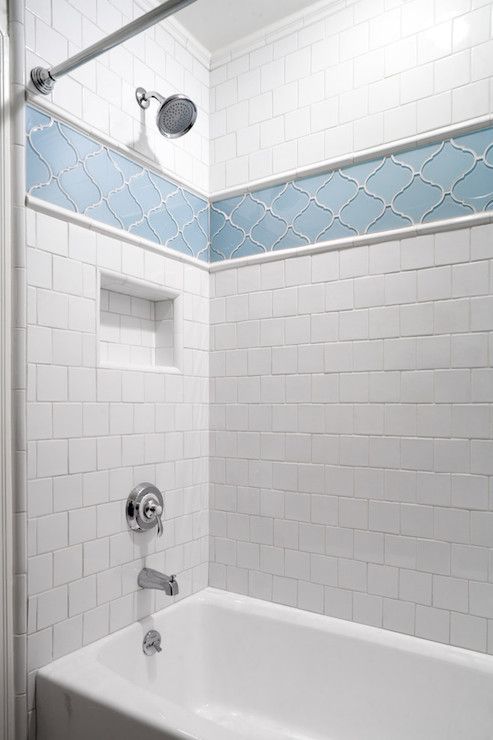 Light Blue Quatrefoil Tile Border Adds Patterned Detail