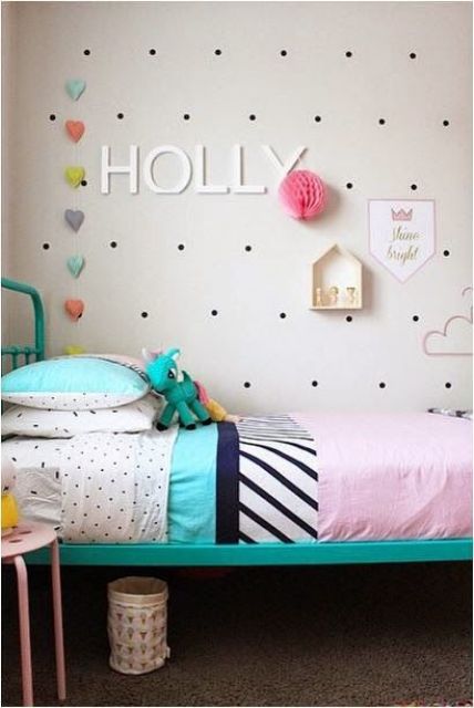 Playful Pattern with Black Polka Dots on Walls