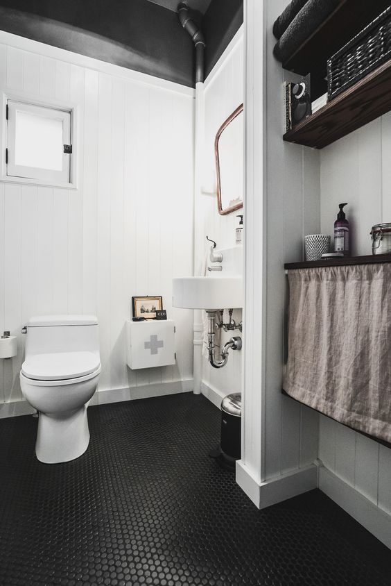 White Medicine Cabinet Adds Graphic Contrast