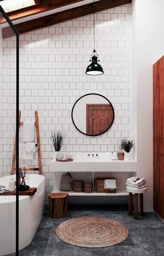 Lean a Wooden Ladder for Towel Storage